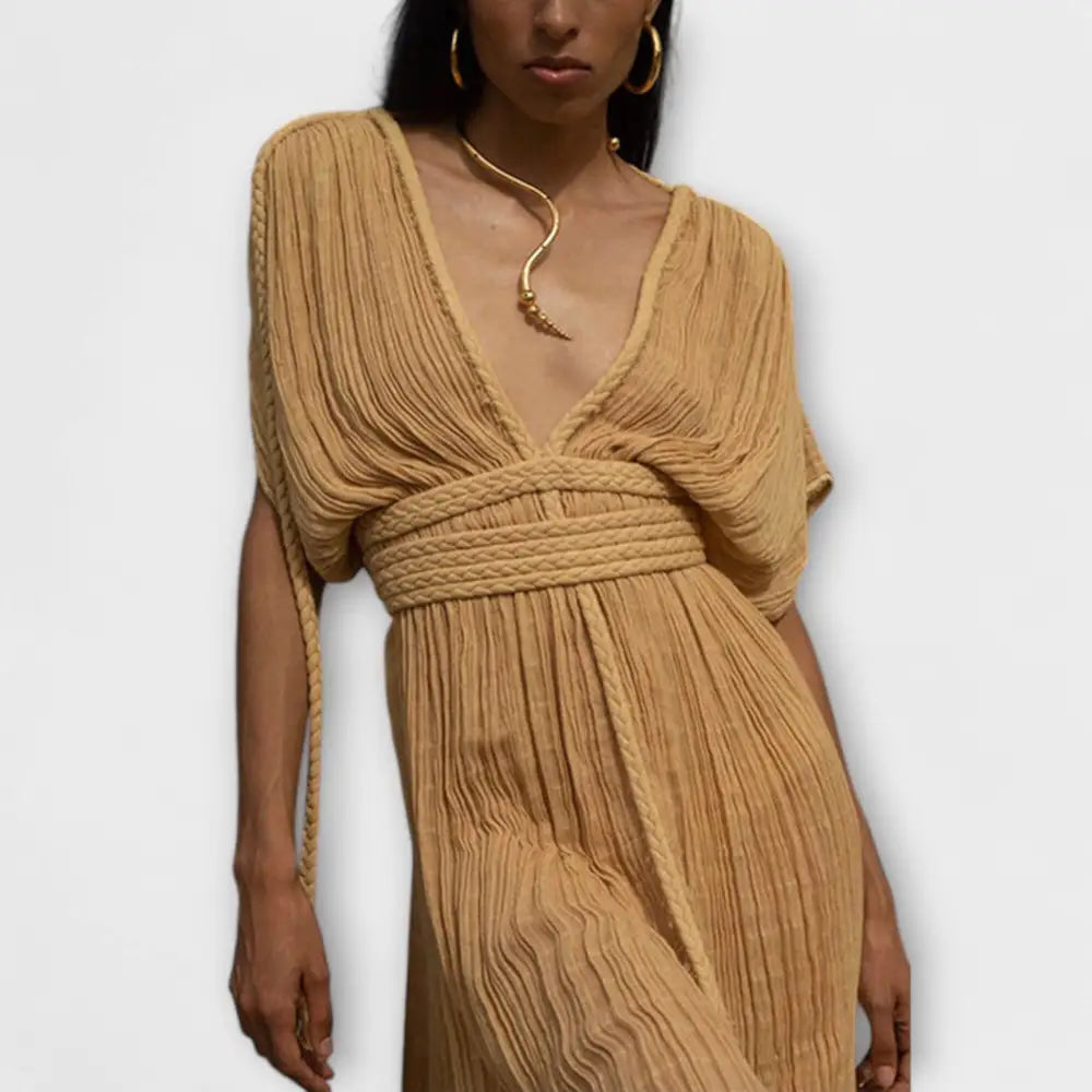 Clara – Vestido Elegancia Griega con Lazo Trenzado