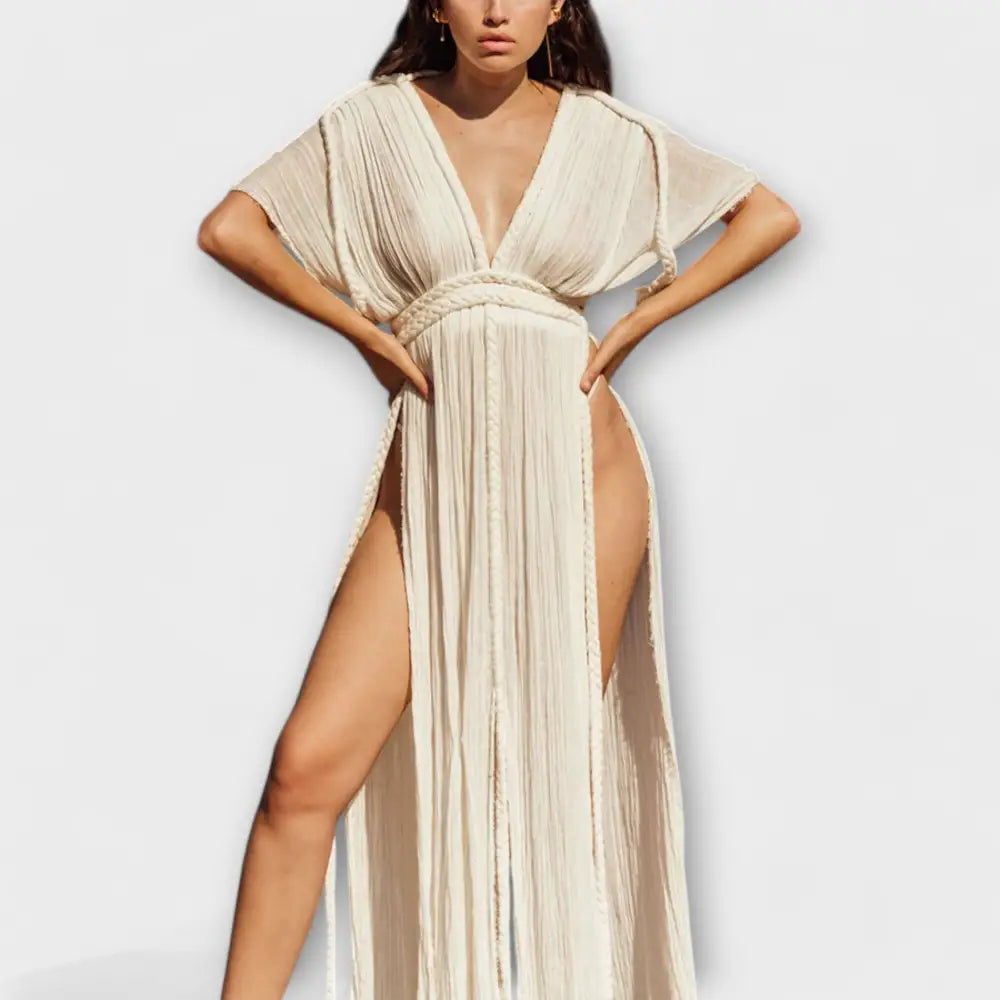 Clara – Vestido Elegancia Griega con Lazo Trenzado
