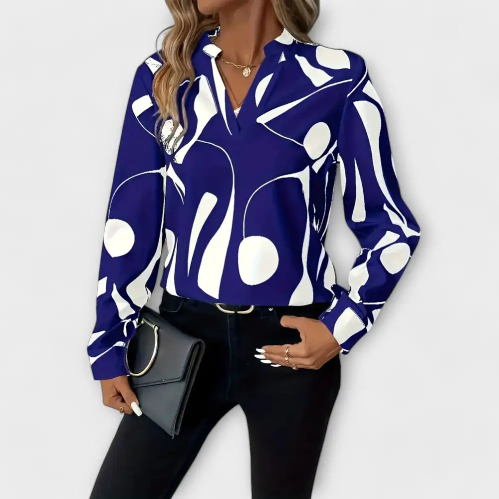 Marina – Blusa Toque Geométrico Sofisticado