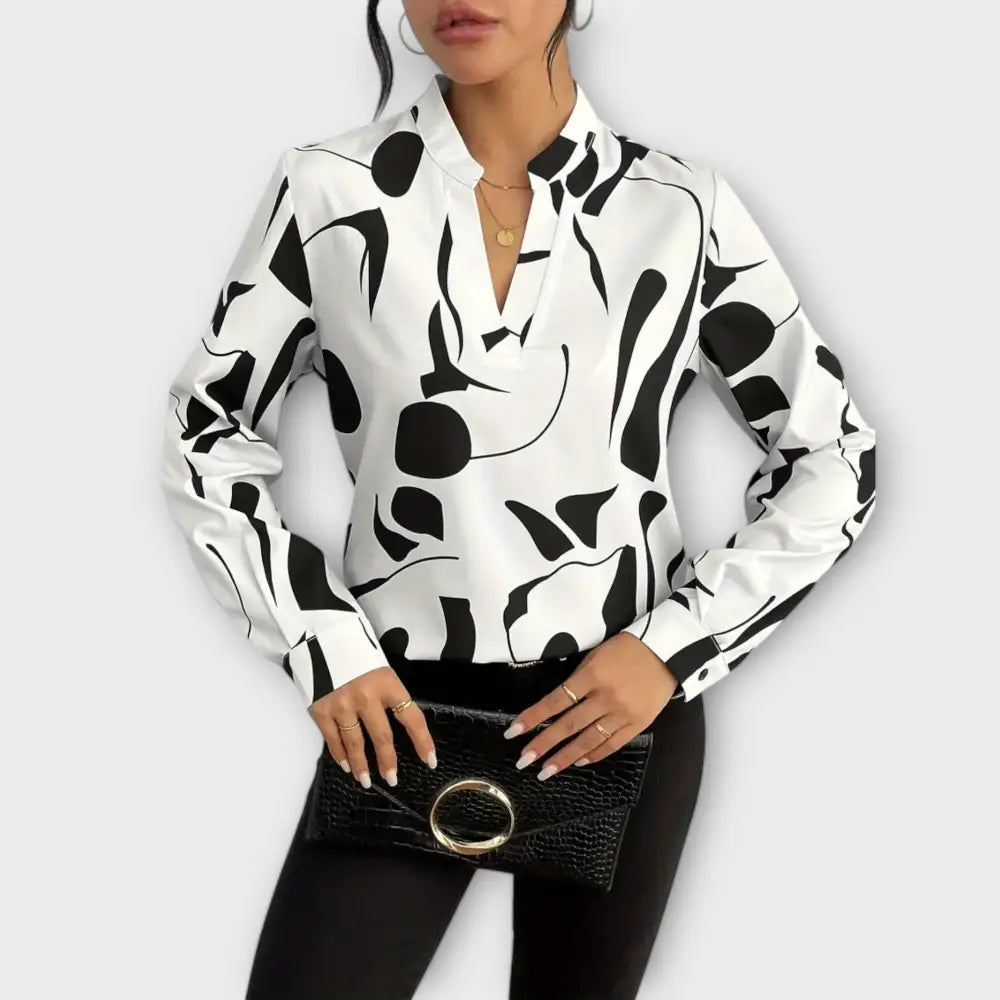 Marina – Blusa Toque Geométrico Sofisticado