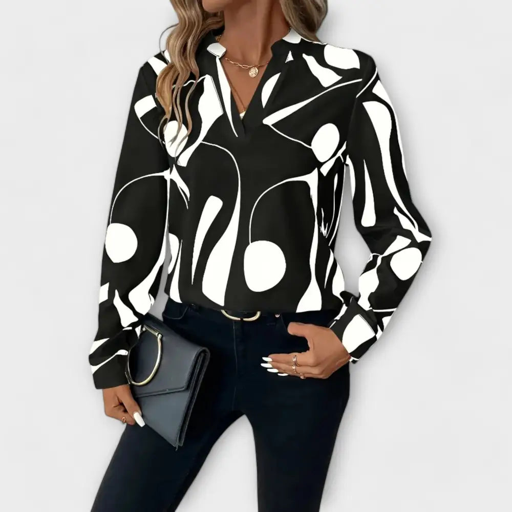 Marina – Blusa Toque Geométrico Sofisticado